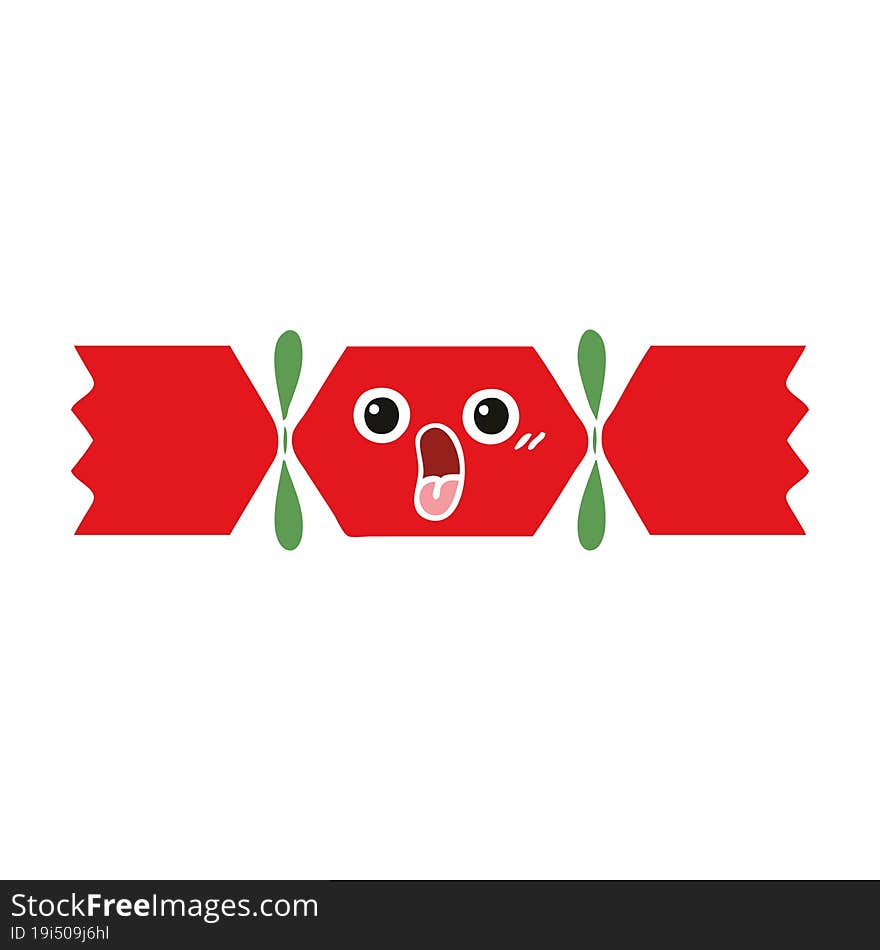 flat color retro cartoon christmas cracker