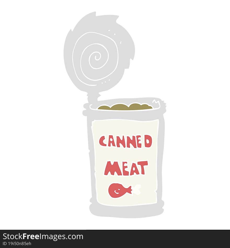 Flat Color Illustration Of A Cartoon Canned Meat