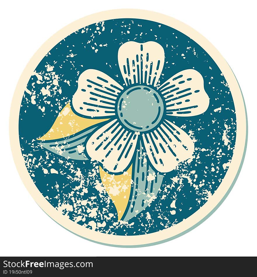 iconic distressed sticker tattoo style image of a flower. iconic distressed sticker tattoo style image of a flower