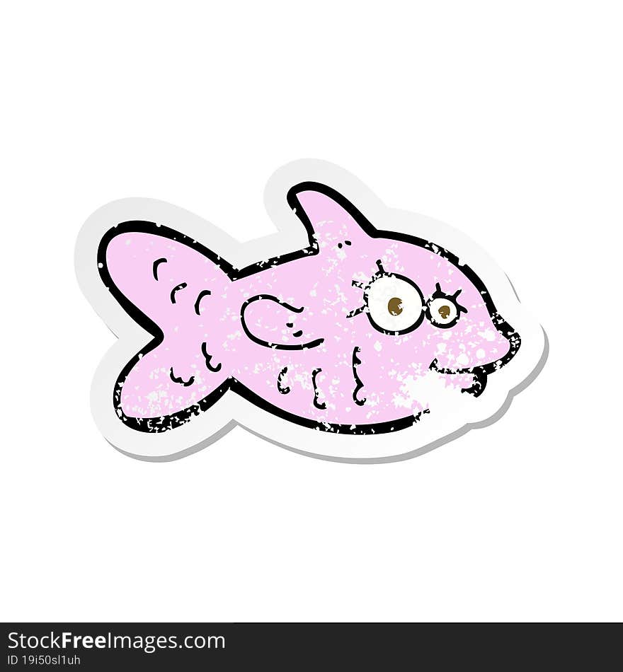 retro distressed sticker of a cartoon happy fish