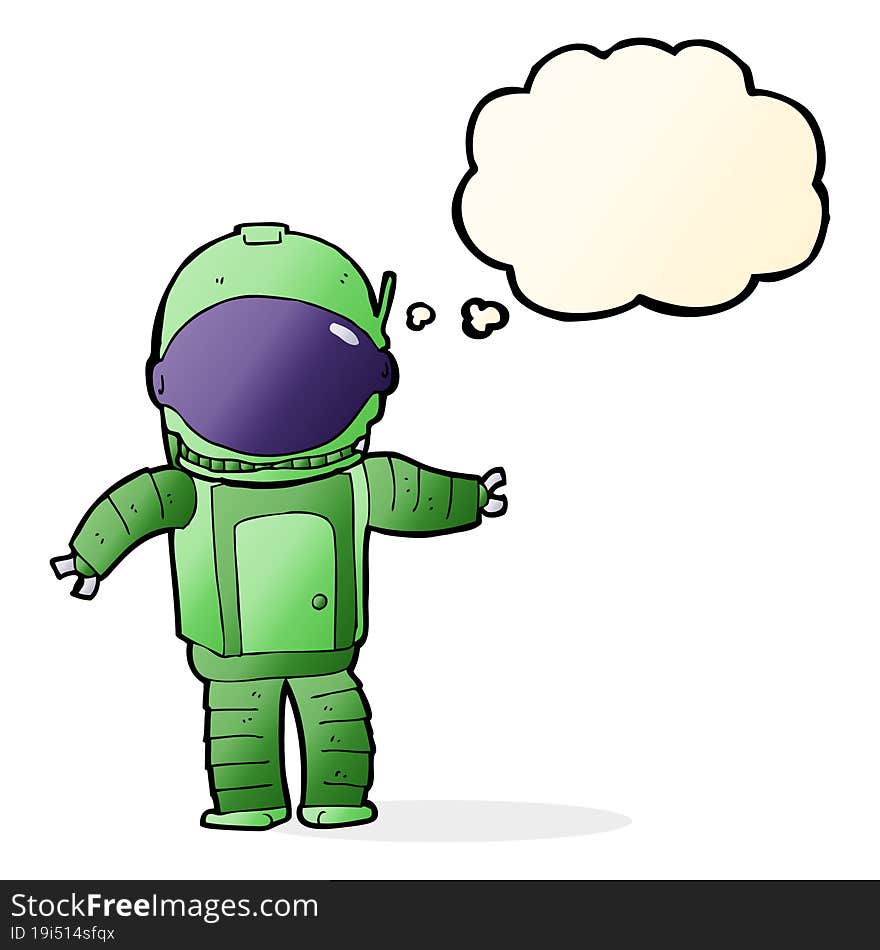 cartoon astronaut with thought bubble