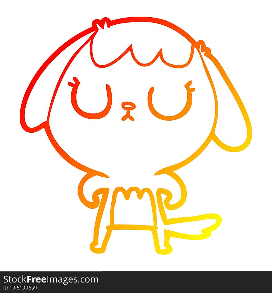 Warm Gradient Line Drawing Cute Cartoon Dog