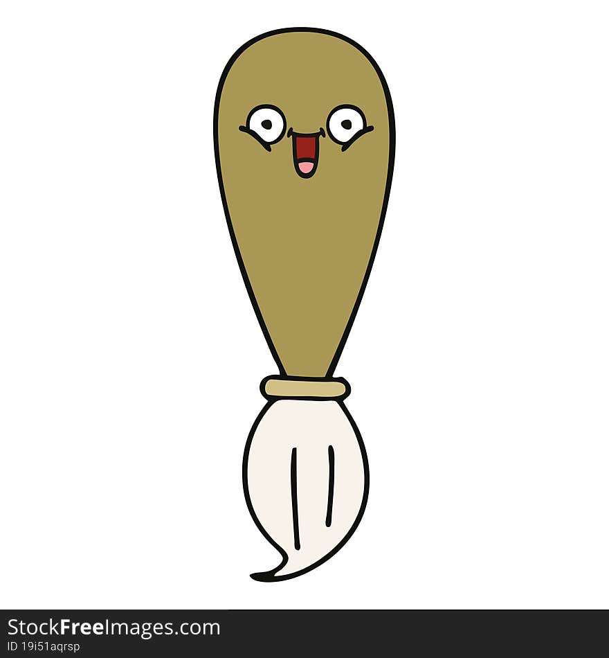 cute cartoon of a paint brush. cute cartoon of a paint brush