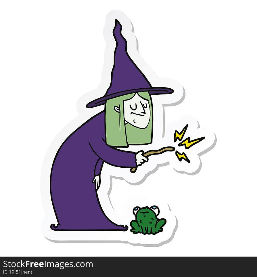 sticker of a cartoon witch