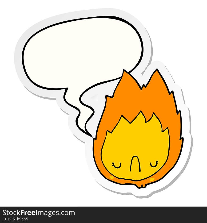 cartoon unhappy flame with speech bubble sticker