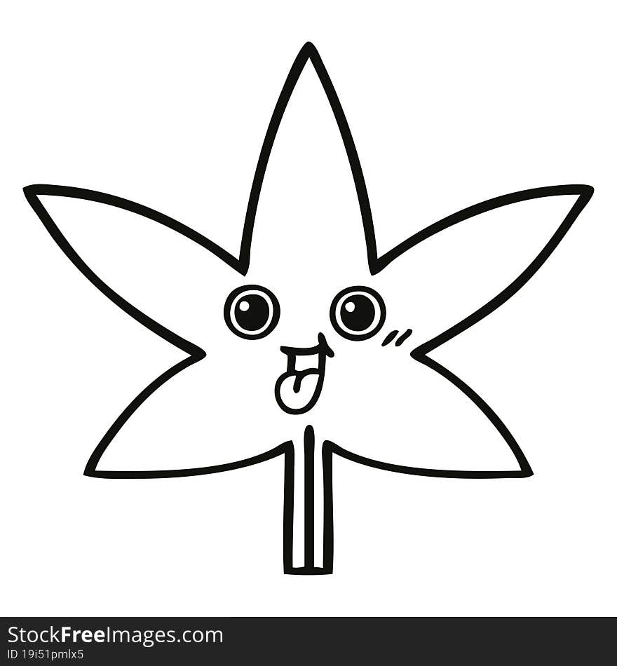 line drawing cartoon marijuana leaf