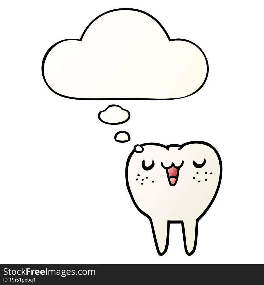 Cartoon Tooth And Thought Bubble In Smooth Gradient Style