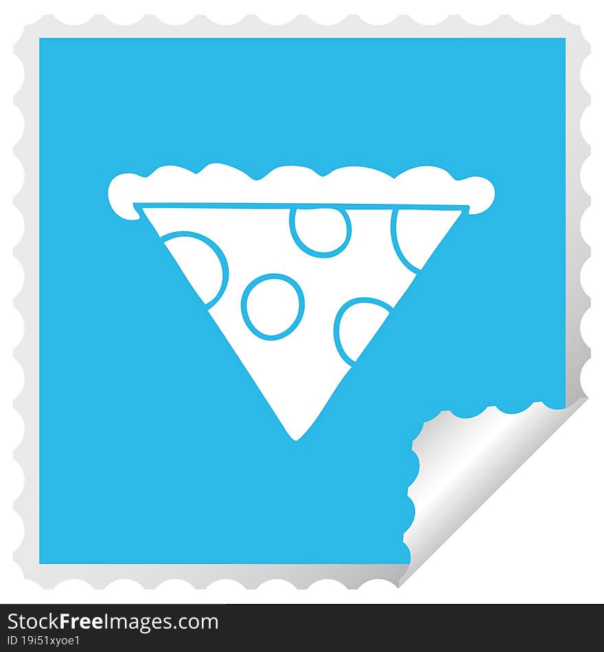 Quirky Square Peeling Sticker Cartoon Slice Of Pizza