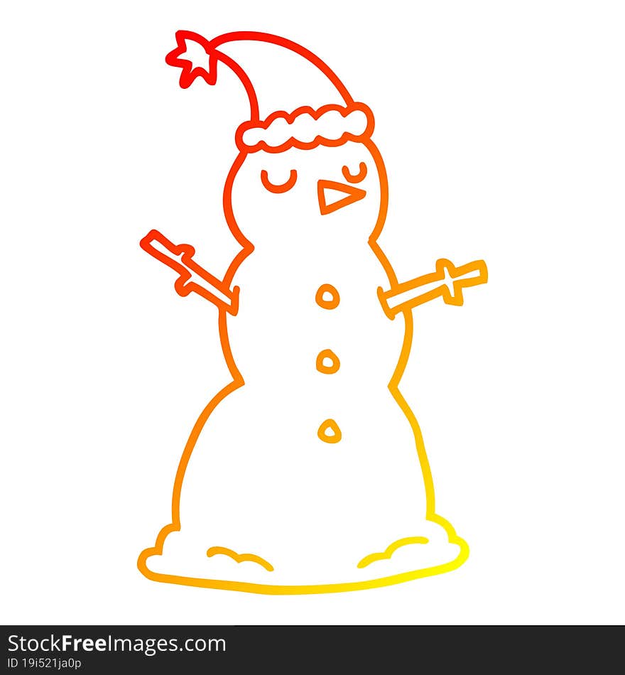 warm gradient line drawing cartoon snowman