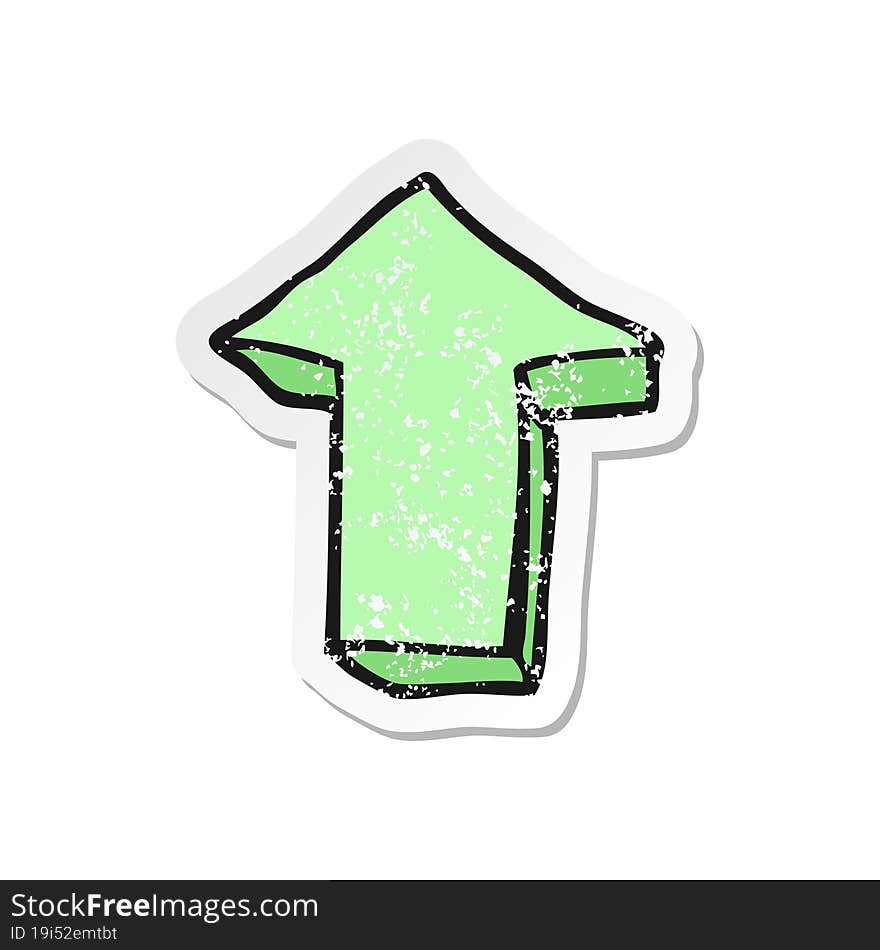 retro distressed sticker of a cartoon arrow