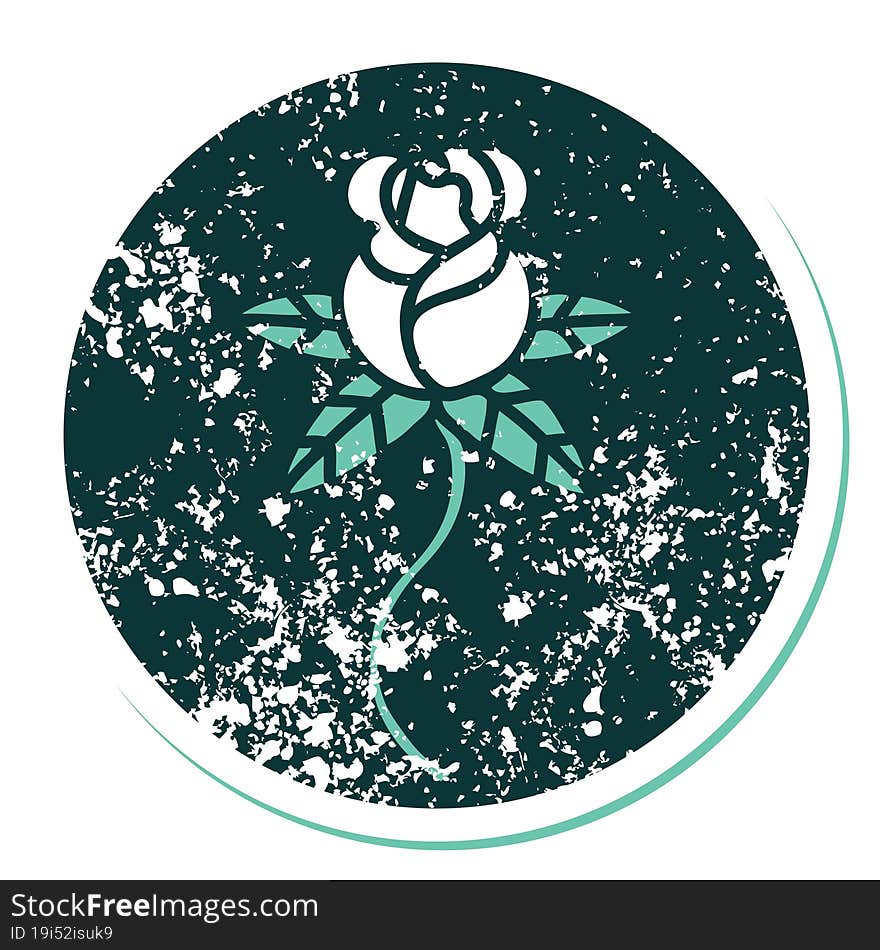 iconic distressed sticker tattoo style image of a flower. iconic distressed sticker tattoo style image of a flower