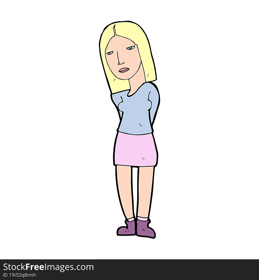 Cartoon Woman Waiting