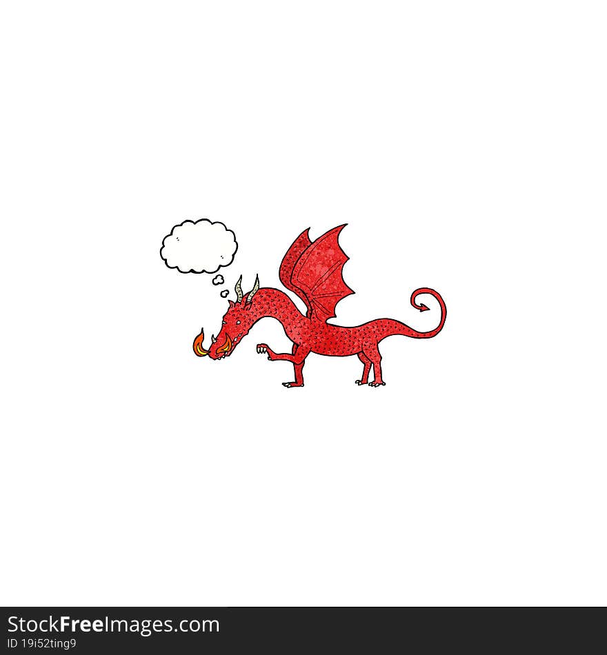 cartoon dragon with thought bubble