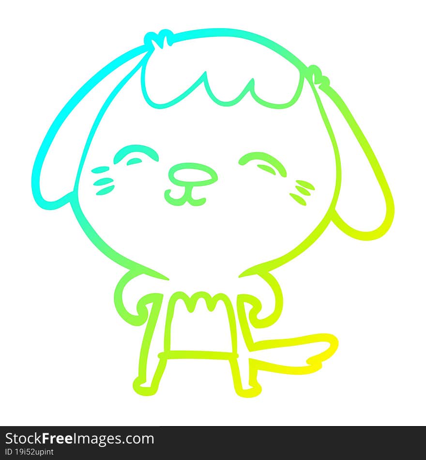 cold gradient line drawing happy cartoon dog