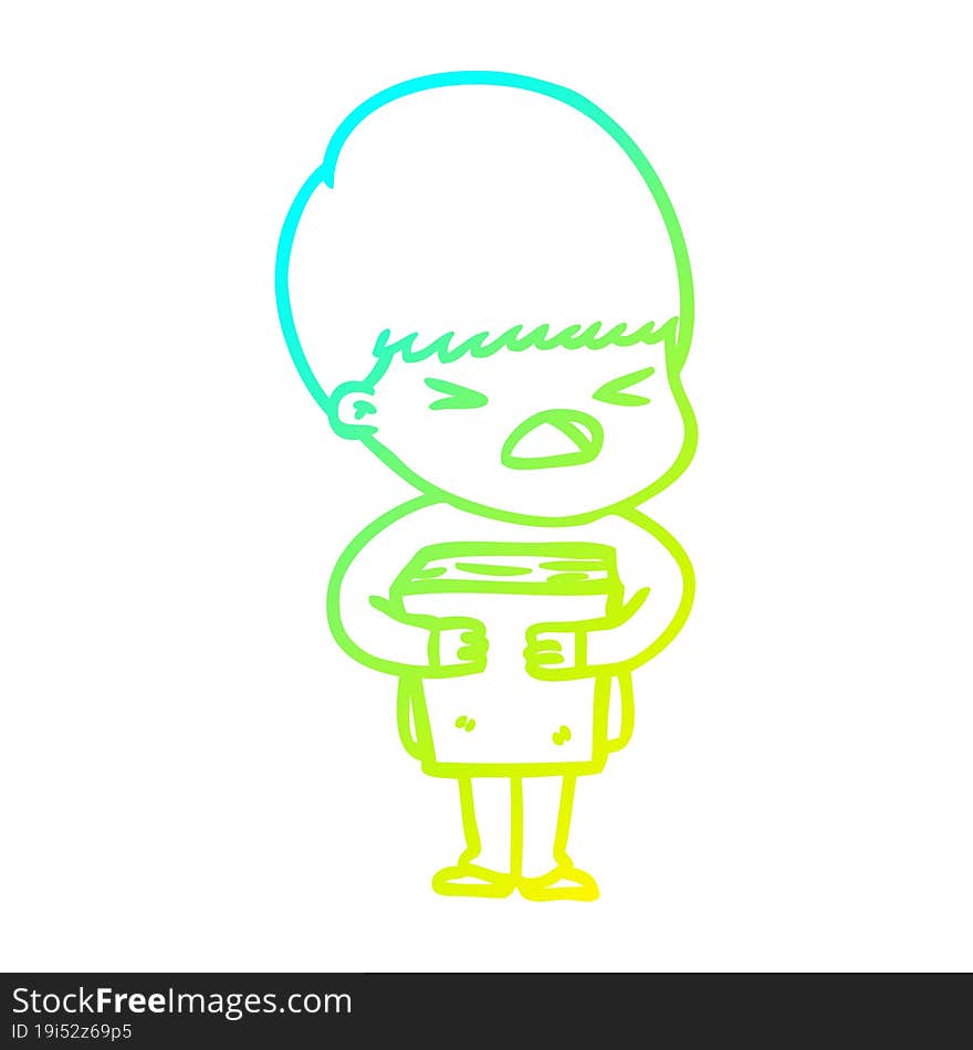 cold gradient line drawing cartoon stressed man