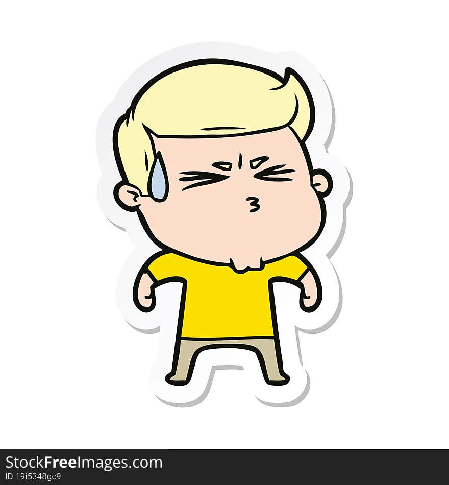 Sticker Of A Cartoon Frustrated Man