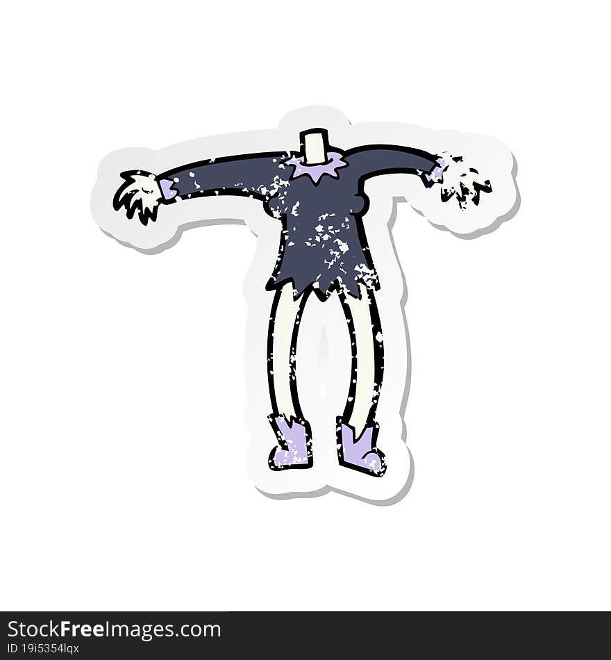 retro distressed sticker of a cartoon vampire body