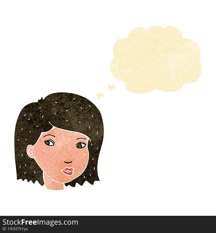 Cartoon Female Face With Thought Bubble