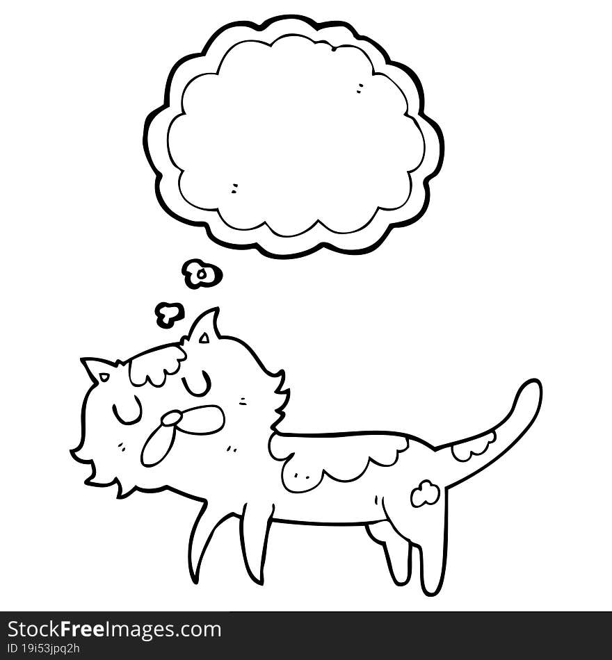 freehand drawn thought bubble cartoon cat