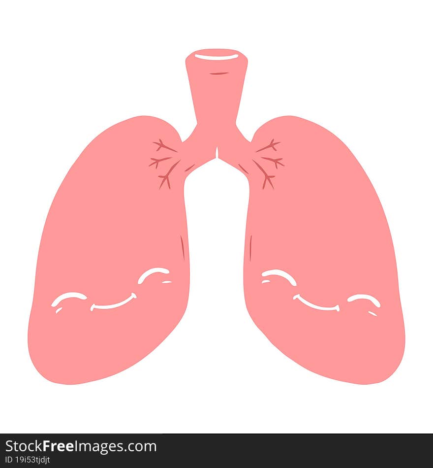 Flat Color Style Cartoon Lungs