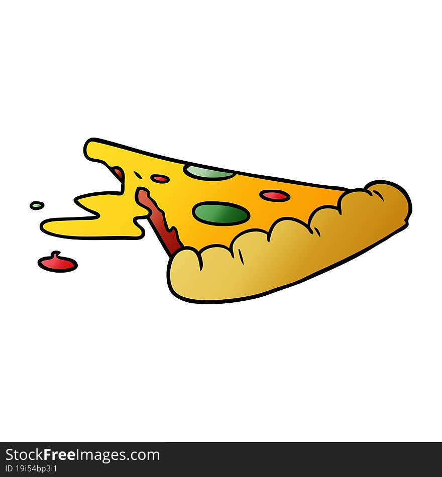 gradient cartoon doodle of a slice of pizza