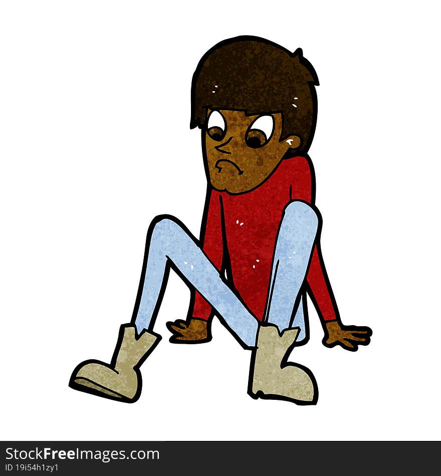 cartoon boy sitting on floor