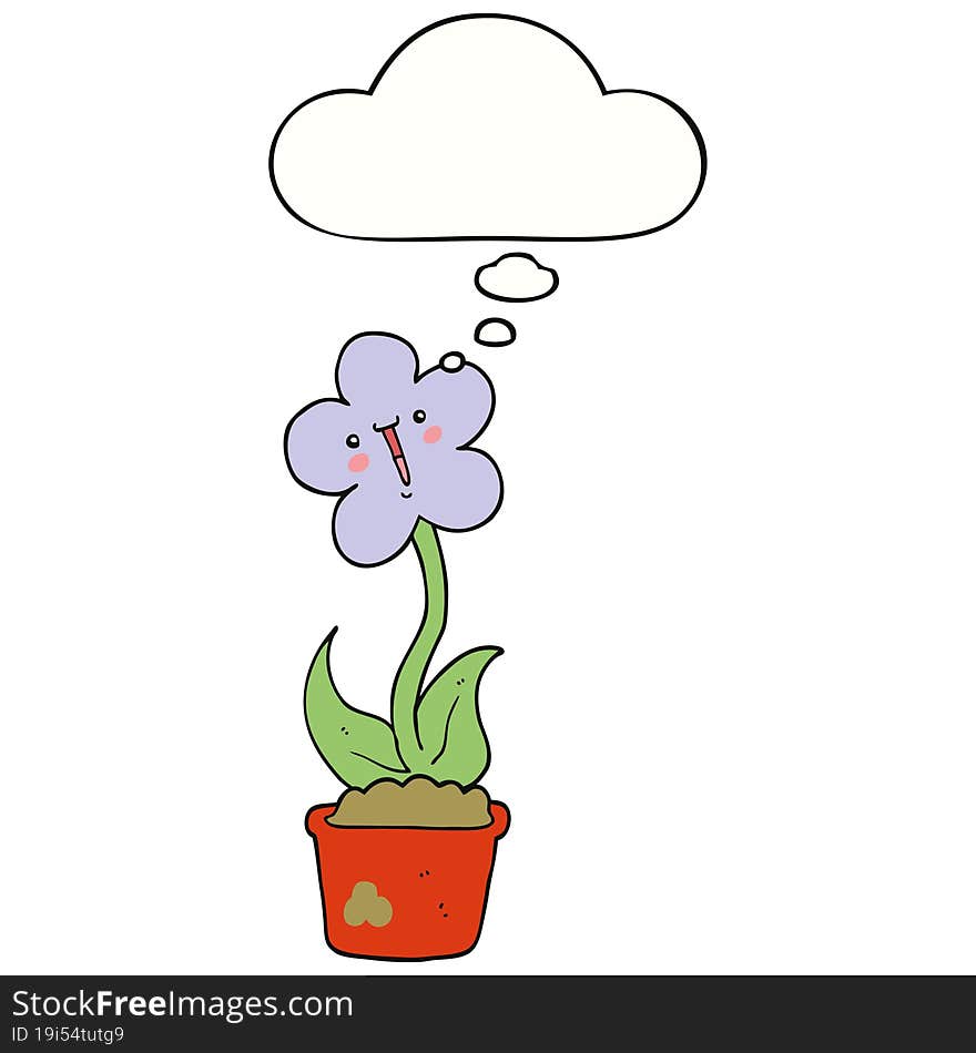 cute cartoon flower and thought bubble