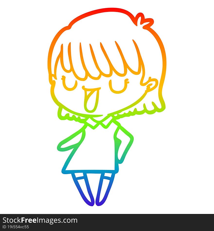 rainbow gradient line drawing of a cartoon woman