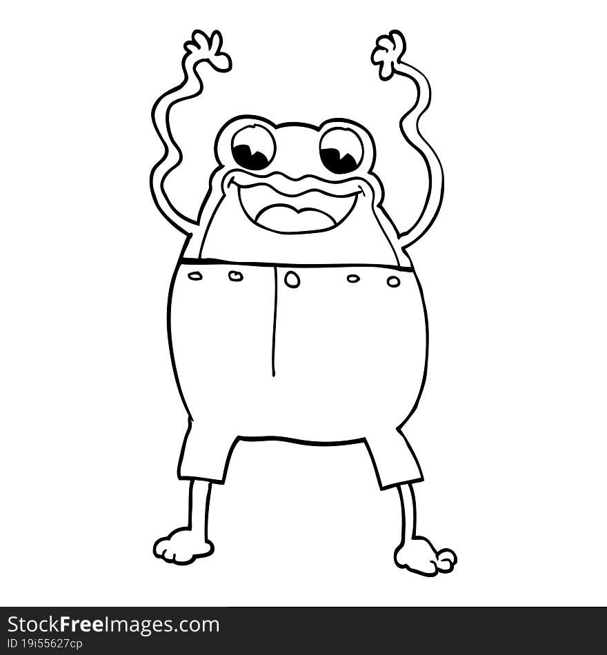 Line Drawing Cartoon Frog