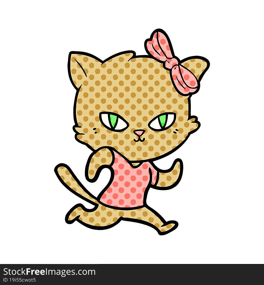 cute cartoon cat jogging. cute cartoon cat jogging