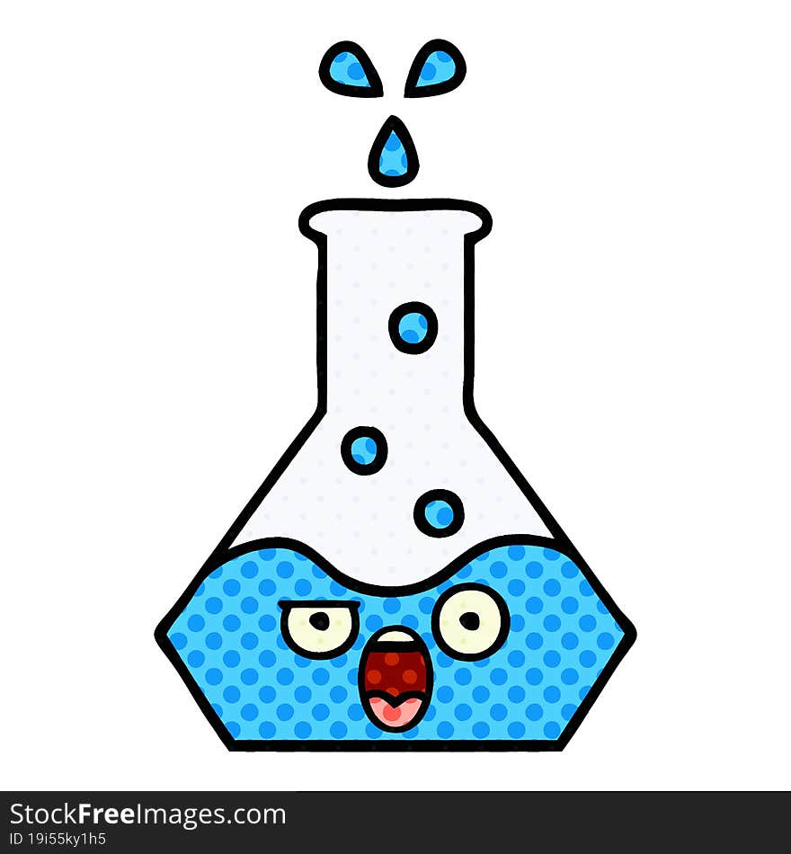 comic book style cartoon science beaker