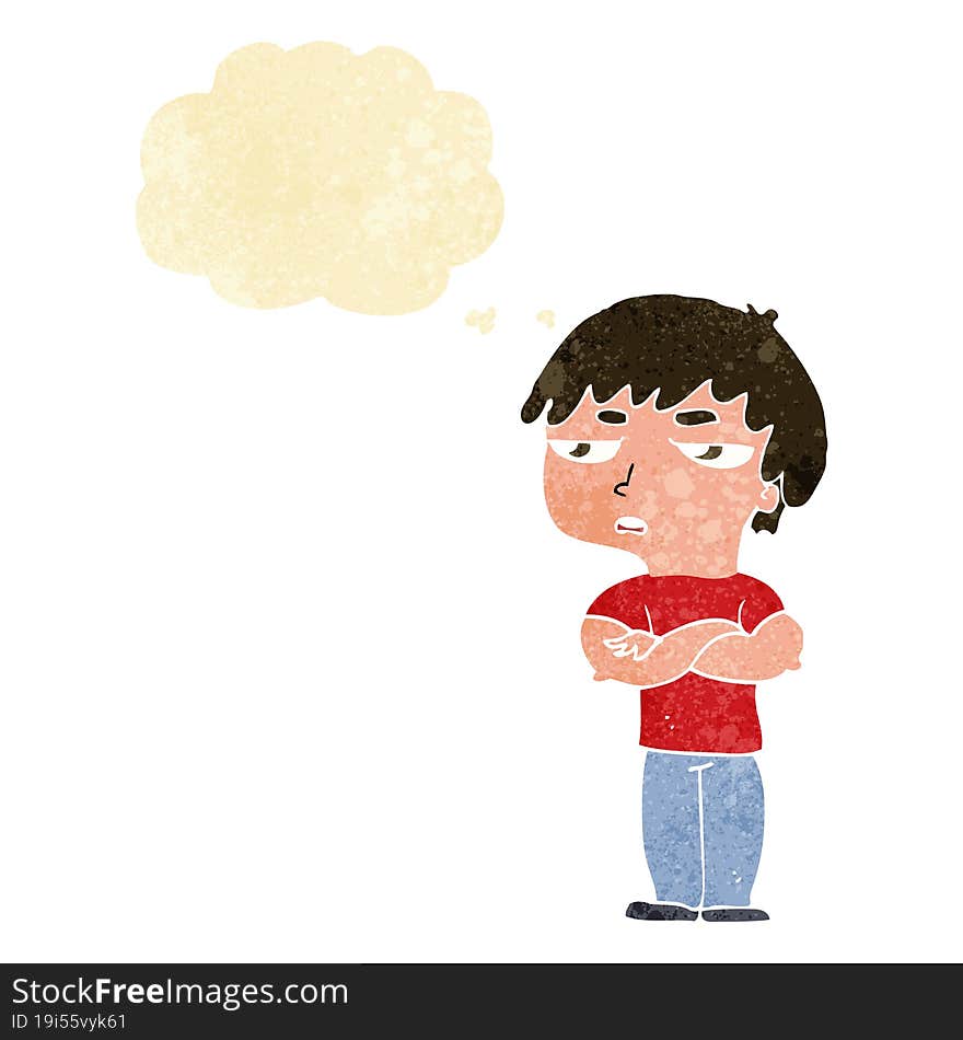 Cartoon Annoyed Boy With Thought Bubble