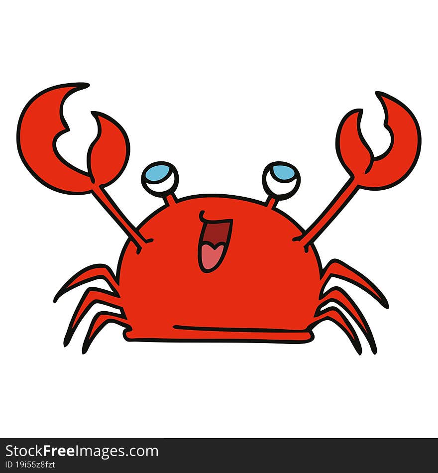 quirky hand drawn cartoon happy crab