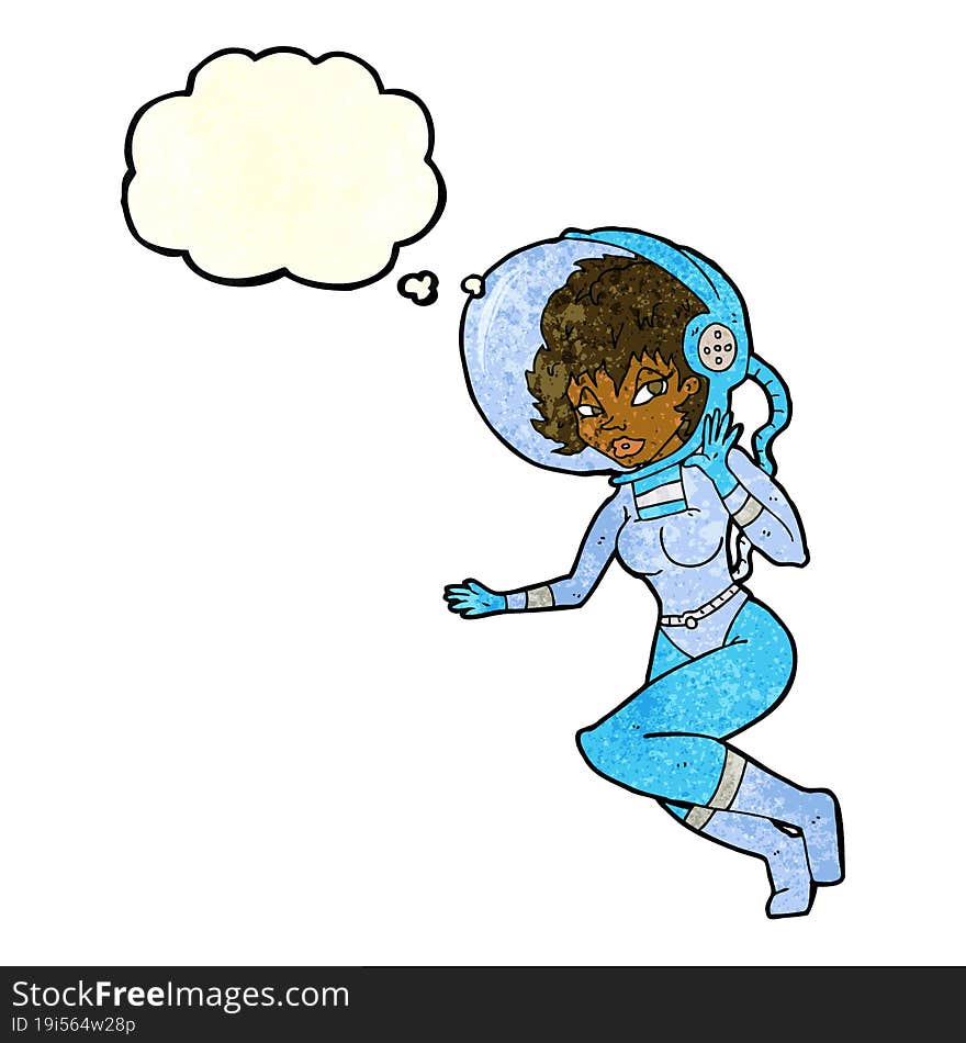 Cartoon Space Woman With Thought Bubble