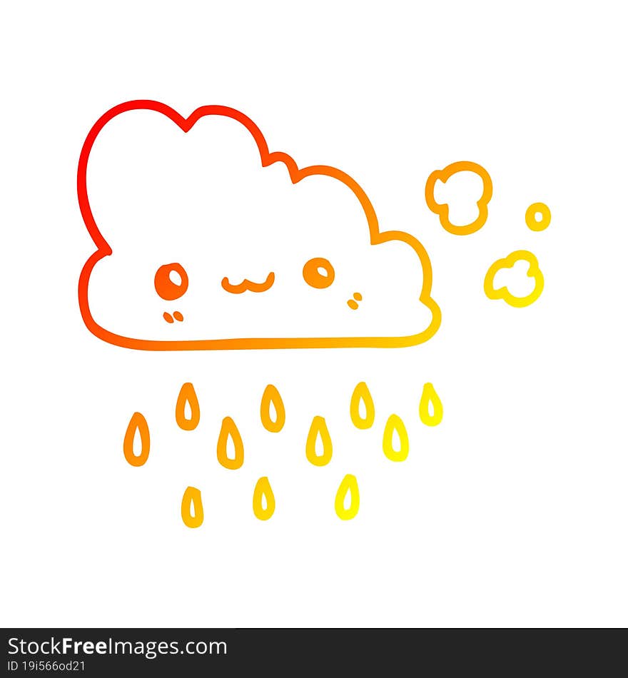 warm gradient line drawing cartoon storm cloud