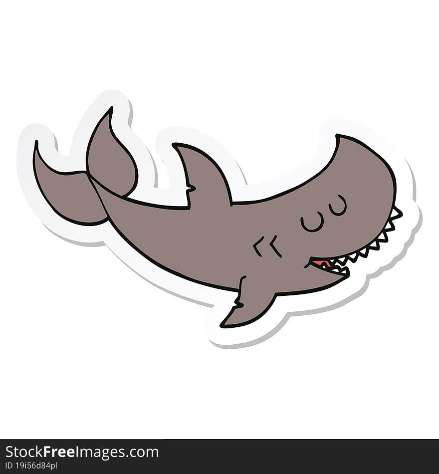 Sticker Of A Cartoon Shark