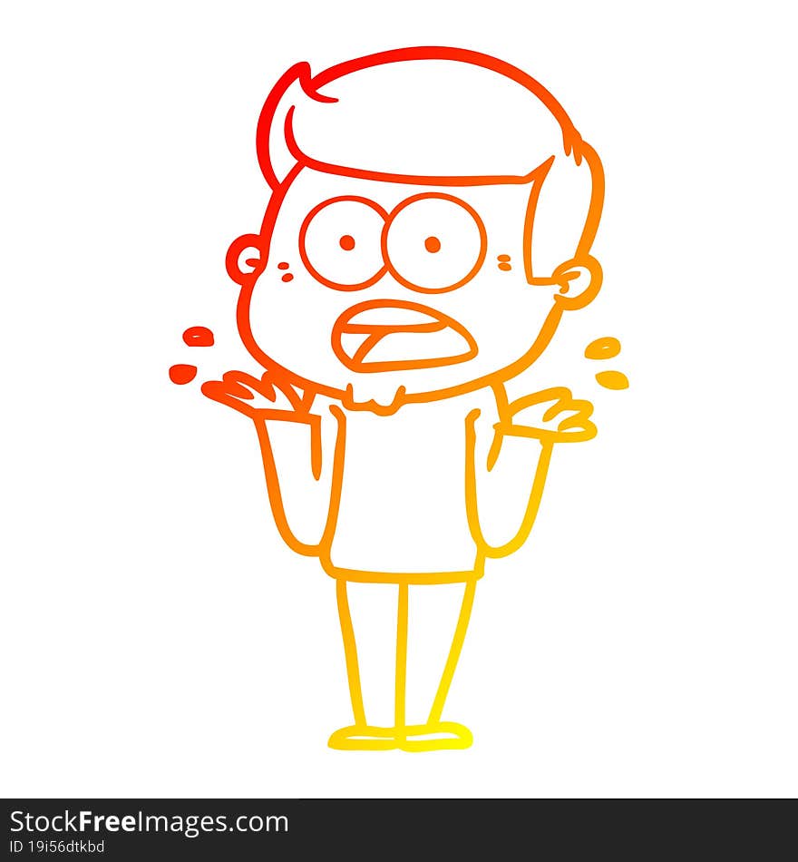 warm gradient line drawing cartoon shocked man