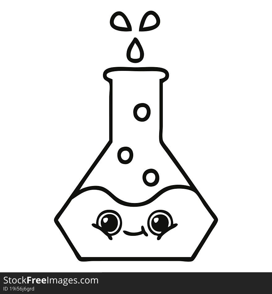 line drawing cartoon science beaker