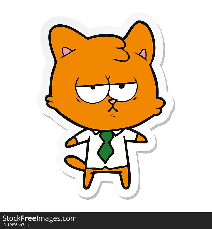 Sticker Of A Bored Cartoon Cat