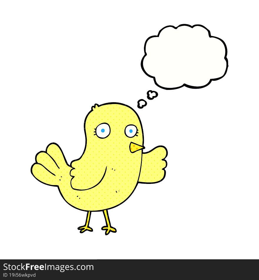 freehand drawn thought bubble cartoon bird