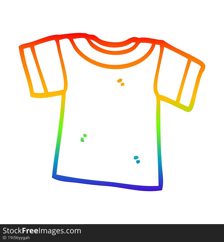 Rainbow Gradient Line Drawing Cartoon Tee Shirt