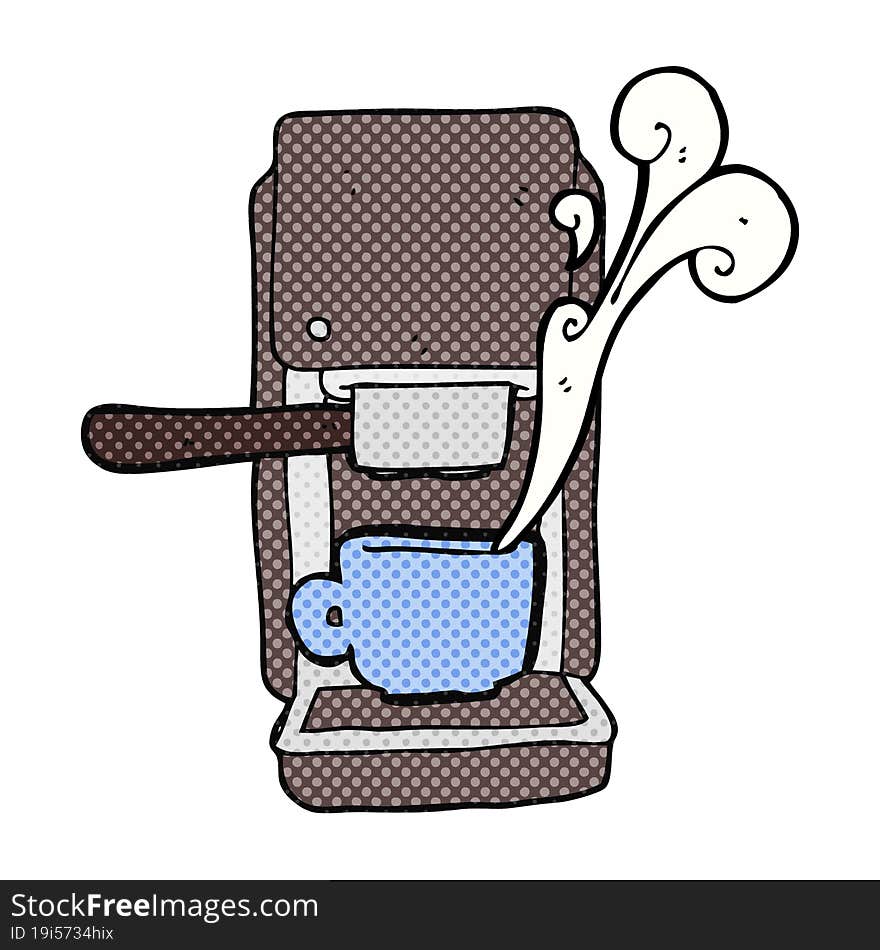 freehand drawn cartoon espresso maker