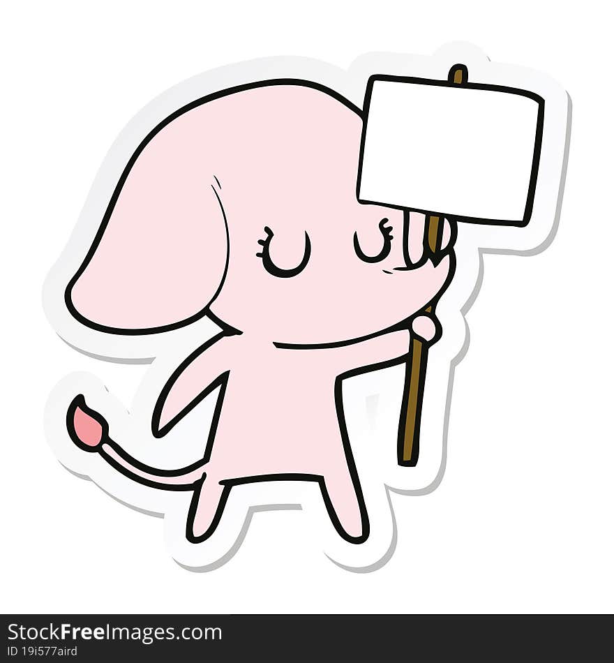 sticker of a cute cartoon elephant