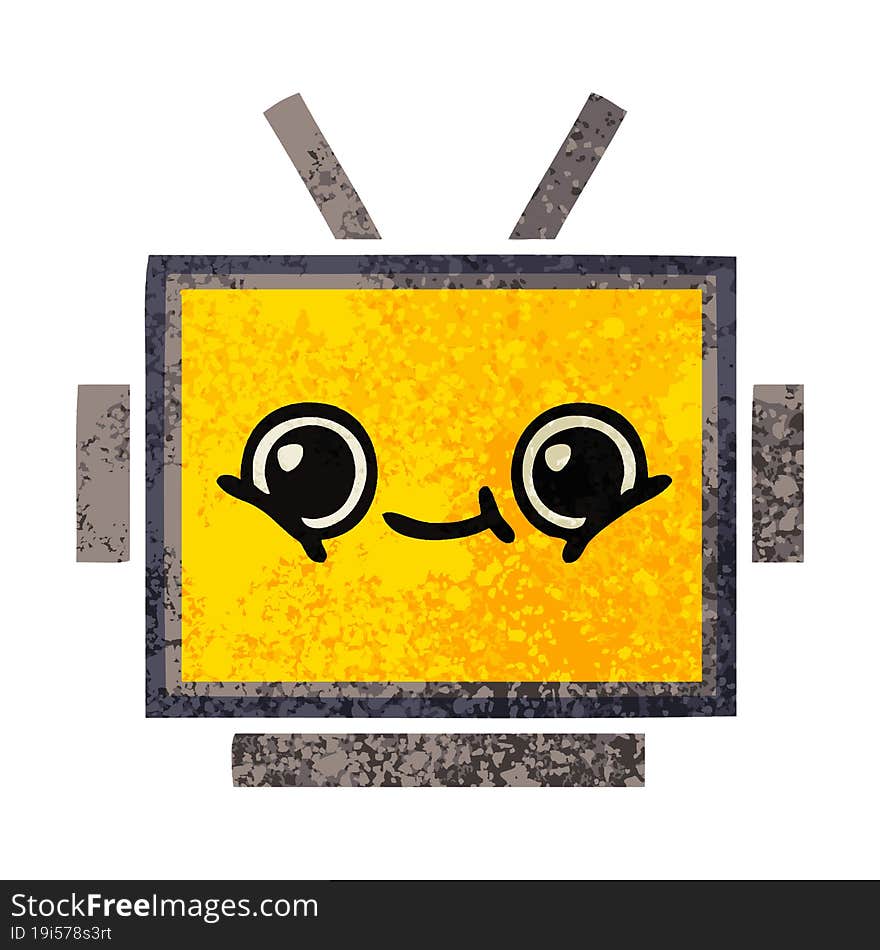 retro illustration style cartoon robot head