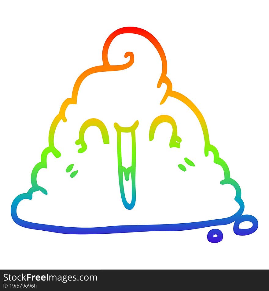 rainbow gradient line drawing cartoon poop