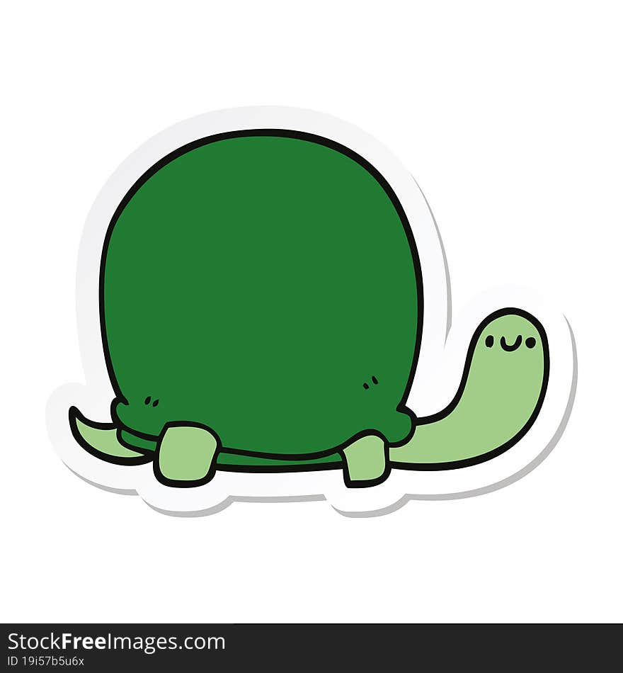 Sticker Of A Cute Cartoon Tortoise