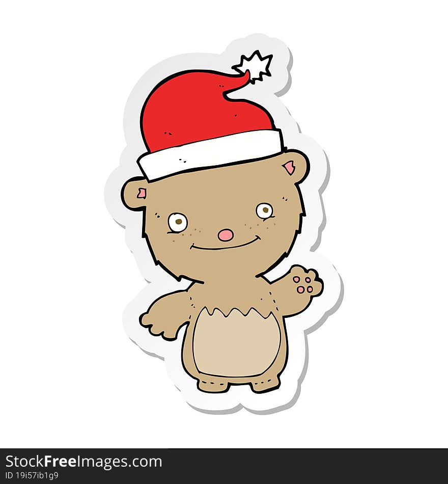 sticker of a cartoon christmas teddy bear