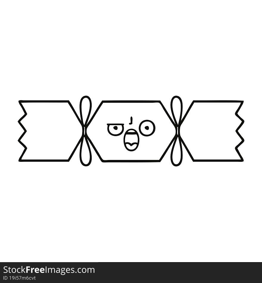 Line Drawing Cartoon Christmas Cracker