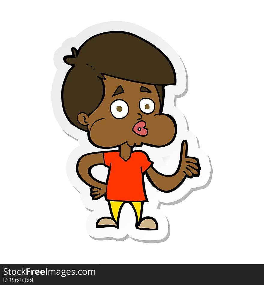 Sticker Of A Cartoon Boy Giving Thumbs Up