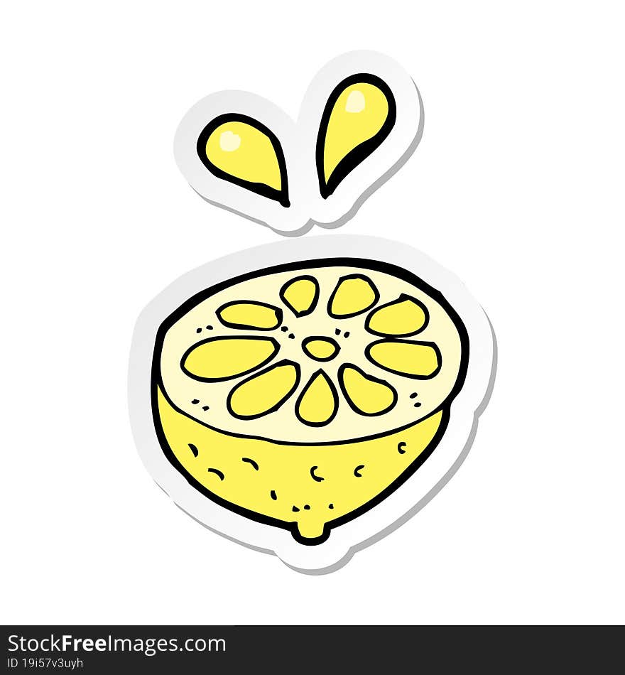 Sticker Of A Cartoon Fresh Lemon